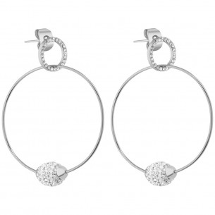 KALYCE White Silver earrings Mid-length pendant openwork Sphere Silver and White Stainless steel Crystal