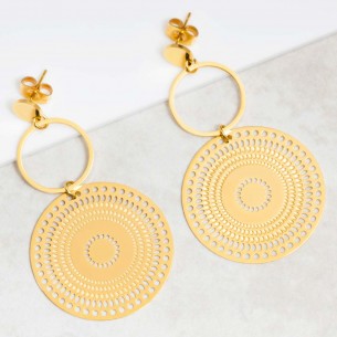 JORDA Gold earrings Long openwork pendants Filigree Gold Stainless steel gilded with fine gold