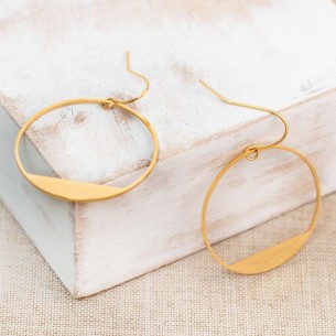 Boucles d'oreilles LAMERIE Gold Pendantes ajourées Cercle minimaliste Doré Acier inoxydable doré à l'or fin