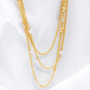SOLANA PEARLS Gold necklace Flexible chain multi-strand long necklace Mix of links Gilded with fine gold