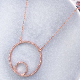 LOOP Necklace White & Rose Gold Choker pendant Buckle Rosé and White Rhodium Crystal