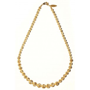 Collier CHERRILY Gold Ras de cou chaine souple de perles Boules ciselées Doré à l'or fin