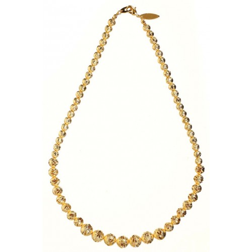 Collier CHERRILY Gold Ras de cou chaine souple de perles Boules ciselées Doré à l'or fin