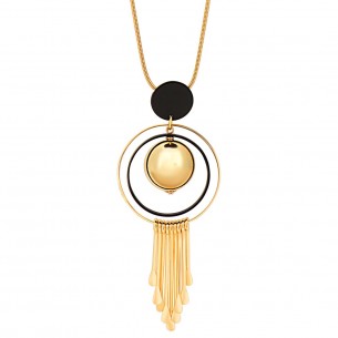 Collier ANTARES Black Gold Sautoir pendentif en Y Symbole stellaire Doré et Noir Doré à l'or fin Cristal