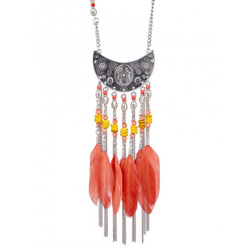 Collier MALUANA NARANJA Orange Silver Sautoir...