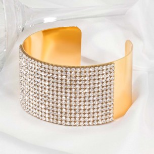 Bracelet RIVERA White Gold Manchette flexible rigide Rivière de cristal Doré et Blanc Doré à l'or fin Cristal
