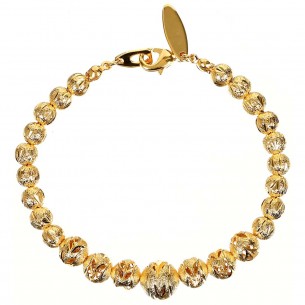 Bracelet CHERRILY Gold Bracelet de perles souple Boules ciselées Doré à l'or fin