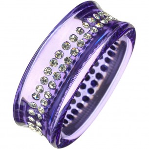 Bracelet NOLITO White Mauve Manchette rigide Rivière de cristal Violet et Blanc Résine Cristal