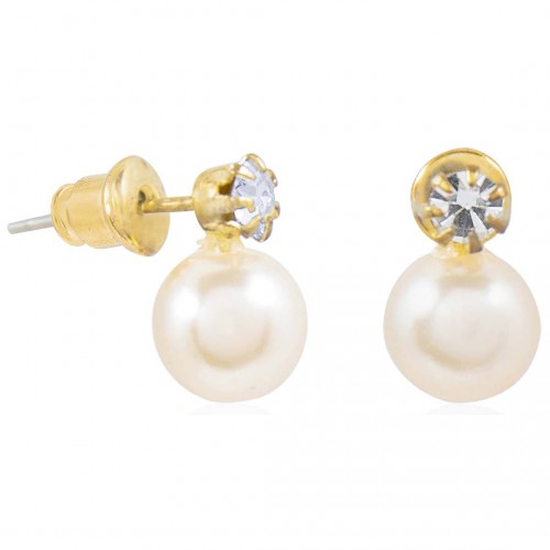 ARLANE White Gold Stud Earrings Classic chic Gold and White Brass gilded with fine gold Set Crystals and Pearls