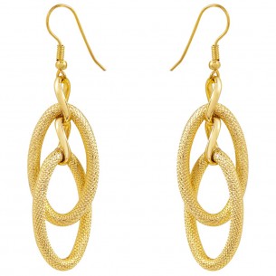 Boucles d'oreilles CHAINS SIMPLE Gold Pendantes ajourées Maillons de chaine ciselés Laiton doré à l'or fin