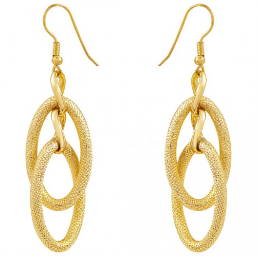 CHAINS SIMPLE Gold earrings Openwork pendants Chiseled chain links Brass gilded with fine gold