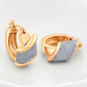 EOLIS Gold & Silver Mini Hoop Earrings Iridescent Silver Golden Brass gilded with fine gold