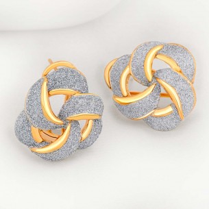 Boucles d'oreilles PETULIS Gold & Silver Pendantes courtes Pelote irisée Argent Doré Laiton doré à l'or fin