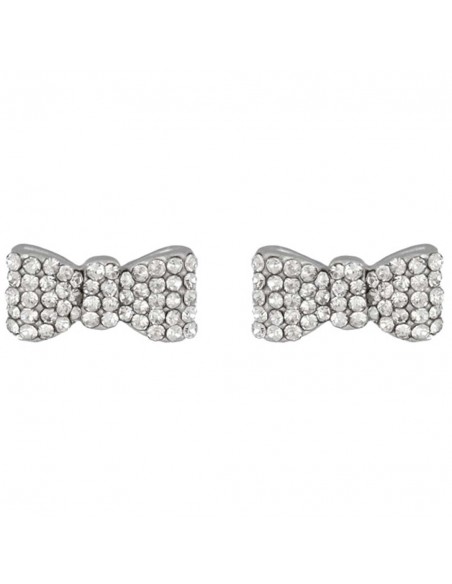 Boucles d'oreilles NOELLY White Silver Puces clous Nœuds Argent et Blanc Rhodium Cristal