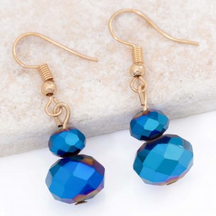 ORIAS Blue Gold earrings Short pendants Classic chic Gold and Blue Gilded with fine gold Crystals set