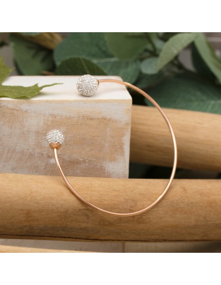 Bijoux bracelet manchette LISA Menthe À l'O fin  acier inoxydable doré argent rosé cristal Bijoux Sauvages