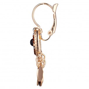 BAHIA NUDE Beige Gold earrings Short dangling Ethnic Golden and Beige Golden with fine gold Crystal and Pearls 2