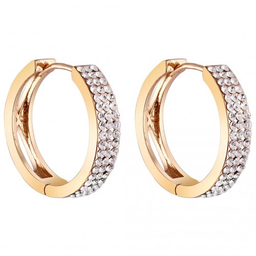 LANCIOR White Gold Earrings Paved Creoles Classic Chic Gold and White Gold-plated with fine gold Crystal