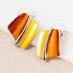 LOS RIOS Yellow Silver Stud Earrings Contemporary Silver and Yellow Rhodium Enamels