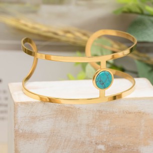 KORFU Blue Gold Silver minimalist turquoise cuff bracelet...