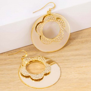 FLOWY Gold Earrings Openwork pendants Golden Flower Brass gilded with fine gold
