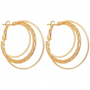 Boucles d'oreilles ARROWA Gold Créoles ajourées Ethnique amérindien natif Doré Laiton doré à l'or fin