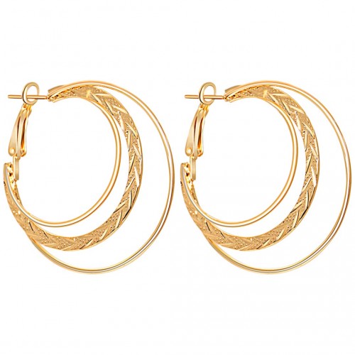 ARROWA Gold earrings Openwork hoop earrings Native American ethnic Brass gilded with fine gold