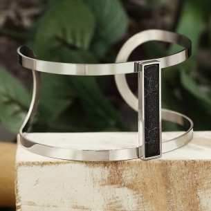MINORK Black Silver bracelet manchette acier Argent et Noir