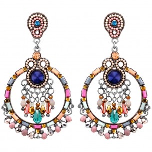 OLIVEAS Color Silver earrings Openwork pendants Baroque or romantic Silver and Multicolor Rhodium Crystal