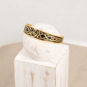 TRISKA Black Gold bracelet Adjustable flexible rigid Celtic bangle Gold and Black Stainless steel gilded with fine gold