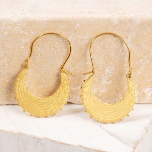 OASIL Gold Earrings Maasaï Golden Disc Creoles Stainless steel gilded with fine gold