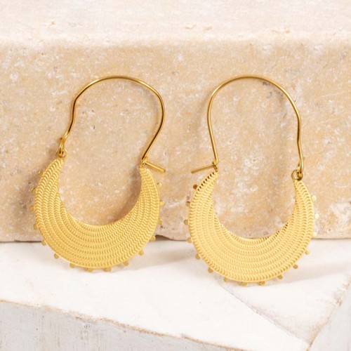 OASIL Gold Earrings Maasaï Golden Disc Creoles Stainless steel gilded with fine gold