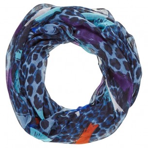 PANTHER Color Blue leopard print tube scarf Multicolor and Blue Viscose All-over print
