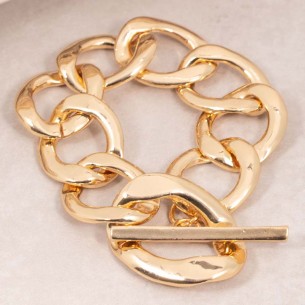 GORMETTA Gold Bracelet Flexible Golden Curb Chain Bracelet Brass gilded with fine gold