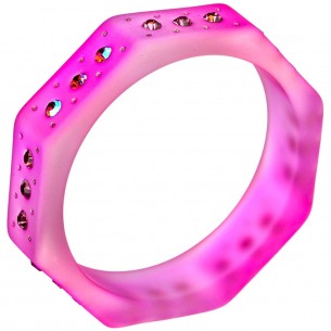 Bracelet TORTISTA Fuchsia Pink Manchette rigide Rivière de cristal Rose Résine Cristal
