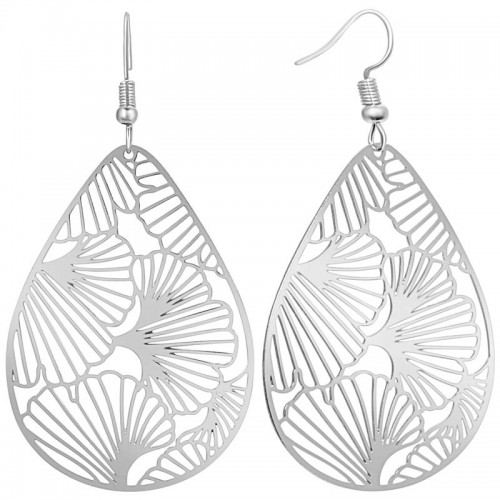 LEAF WALL Silver color earrings Openwork pendants Filigree foliage Silver cover Rhodium