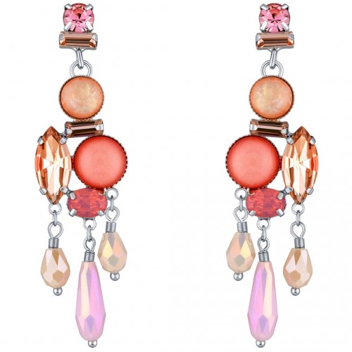 ICEROCKS Pink Silver Pavé Dangle Earrings Crystal River Silver and Pink Rhodium Crystal