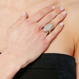 Bague LA SUBLIME White Gold Marquise pavé Classique intemporel Doré et Blanc Laiton doré à l'or fin Cristal 2