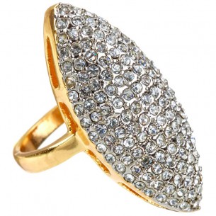 LA SUBLIME White Gold Marquise Pavé Ring Timeless Classic Gold and White Brass gilded with fine gold Crystal