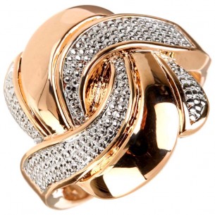 CYCLANE Gold & Silver Cocktail Pave Ring Two-tone Tourbillon Gold and Silver Brass gilded with fine gold