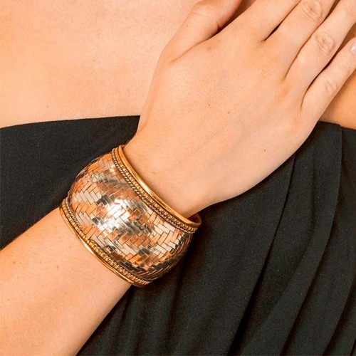 Bracelet KAMANDOSA All Gold Manchette flexible rigide Antique Argent Doré Rosé Laiton doré et cuivre