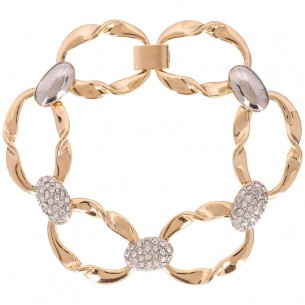 CYRELLE Gold & Silver Bracelet Flexible chain bracelet Oval mesh Gold and Silver Brass gilded with fine gold Crystal