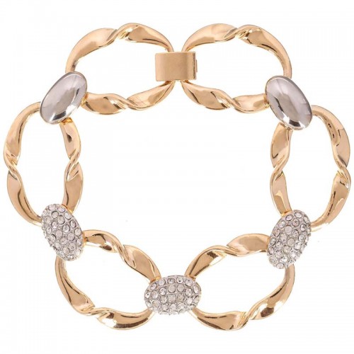 Bracelet CYRELLE Gold & Silver Bracelet chaine souple Maille ovale Doré et Argent Laiton doré à l'or fin Cristal