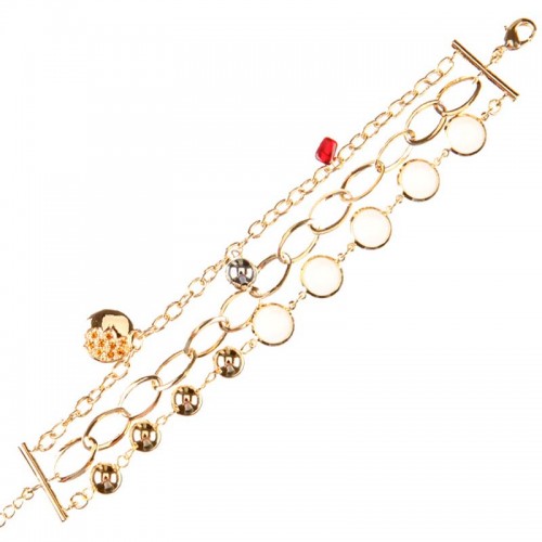 Bracelet DALINA Color Gold Bracelet de perles souple multirangs Accumulation de mailles Laiton doré Cristaux sertis Multicolore