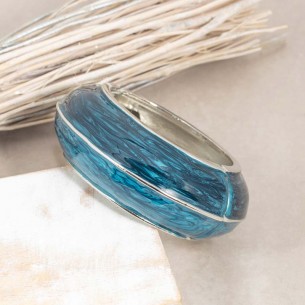 MODA Blue Silver bracelet Rigid cuff Two-tone Silver and Blue Rhodium enamels