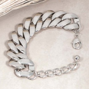 GORMURA Silver Bracelet Flexible Curb Chain Bracelet Silver Rhodium Cover