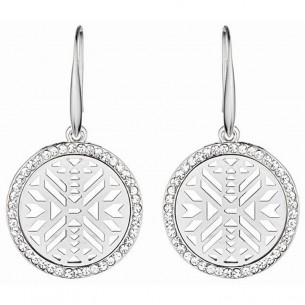 CODICE White Silver Earrings Short Openwork Ethnic Pendants Silver and White Rhodium Crystal
