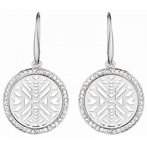 CODICE White Silver Earrings Short Openwork Ethnic Pendants Silver and White Rhodium Crystal