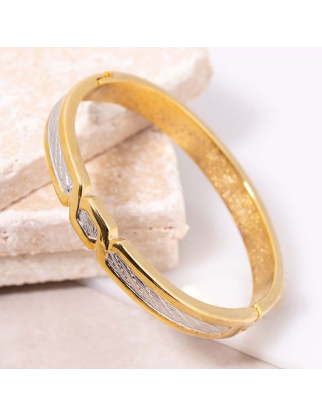 Bracelet GYPTIA Gold & Silver Jonc rigide Croisé Doré et Argenté Laiton doré à l'or fin