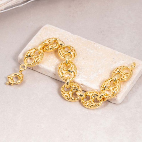 Bracelet CAFEINA Gold Bracelet chaine souple Grain de café ajouré Doré Laiton doré à l'or fin